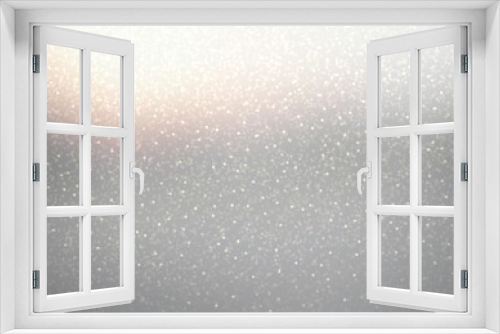 Fototapeta Naklejka Na Ścianę Okno 3D - Shimmering bokeh snow effect on outer winter view defocus background. Light grey illustration decorated subtle rosy glow.