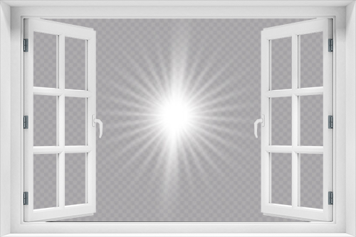 Fototapeta Naklejka Na Ścianę Okno 3D - Glow effect. Star on transparent background.Bright sun. Vector illustration.