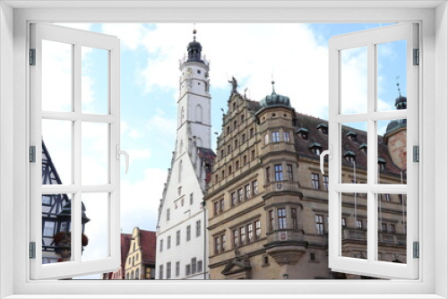 Fototapeta Naklejka Na Ścianę Okno 3D - Markplatz in Rothenburg od der Tauber.