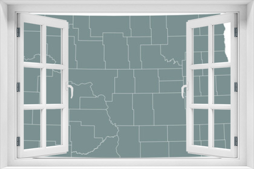 Gray vector administrative map of the Federal State of North Dakota, USA with white borders of its counties