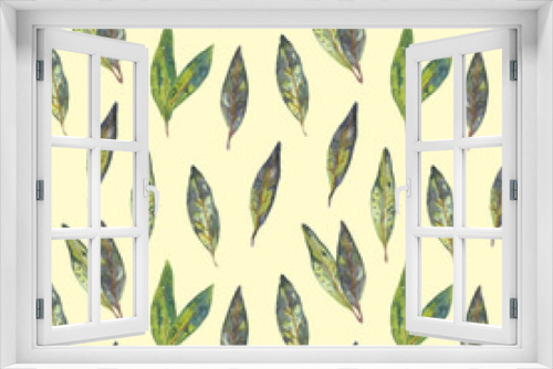 Fototapeta Naklejka Na Ścianę Okno 3D - Pattern with watercolor leaves. Seamless pattern for design of packages, wallpapers, social posts, websites, textiles.