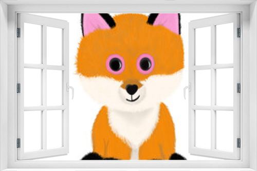 Fototapeta Naklejka Na Ścianę Okno 3D - Cute fox on a white background, illustration