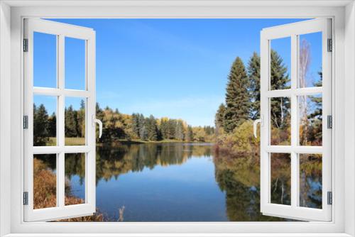 Fototapeta Naklejka Na Ścianę Okno 3D - lake in autumn, William Hawrelak Park, Edmonton, Alberta
