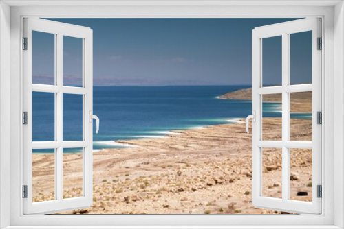Fototapeta Naklejka Na Ścianę Okno 3D - Dead Sea coast from the Jordan side