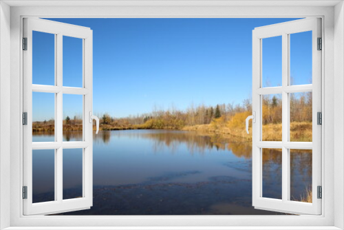 Fototapeta Naklejka Na Ścianę Okno 3D - Calm Autumn Waters, Pylypow Wetlands, Edmonton, Alberta