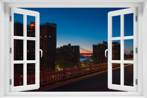 Fototapeta Naklejka Na Ścianę Okno 3D - city skyline sunrise Brooklyn New York sky bridge buildings horizon colors sky 