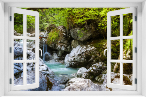 Fototapeta Naklejka Na Ścianę Okno 3D - Wasserfall Zauberwald am Hintersee Alpen