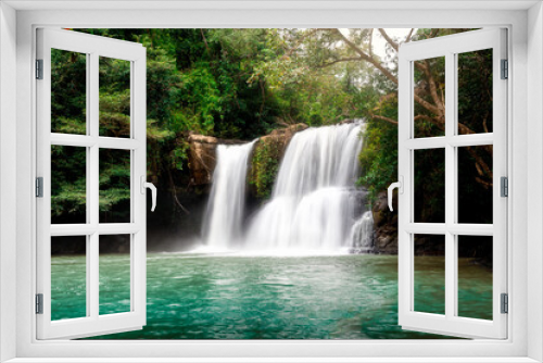 Fototapeta Naklejka Na Ścianę Okno 3D - Klong Chao waterfall at Koh Kut, Trat, Thailand. Beautiful waterfall in tropical forest.