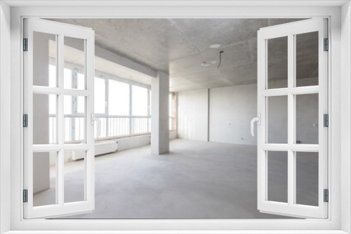 Fototapeta Naklejka Na Ścianę Okno 3D - interior of the apartment without decoration in gray colors