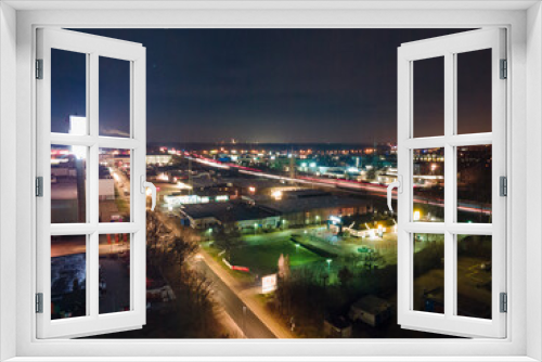 Fototapeta Naklejka Na Ścianę Okno 3D - Luftaufnahme Nachts Industriegebiet