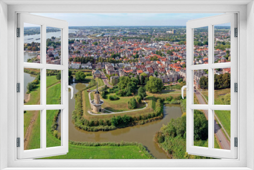 Fototapeta Naklejka Na Ścianę Okno 3D - Panoramic aerial from the historical city Gorinchem in the Netherlands