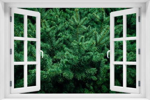 Fototapeta Naklejka Na Ścianę Okno 3D - Christmas fir tree branches Background. Christmas pine tree wallpaper. Copy space..