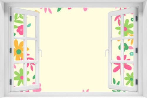 Fototapeta Naklejka Na Ścianę Okno 3D - Cute colorful simple floral border frame vector.