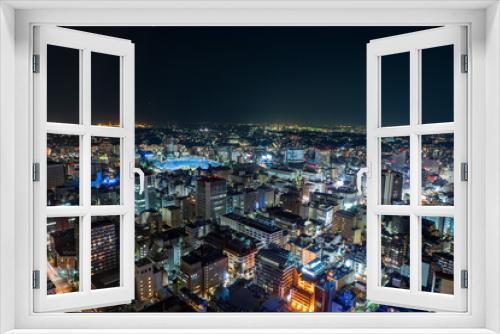 Fototapeta Naklejka Na Ścianę Okno 3D - Night view at Yokohama urban area
