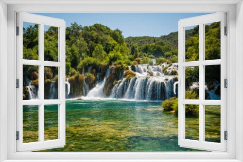 Fototapeta Naklejka Na Ścianę Okno 3D - Beautiful Skradinski buk waterfall with crystal clear water in Krka National Park, Croatia