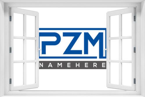 PZM Letters Logo With Rectangle Logo Vector