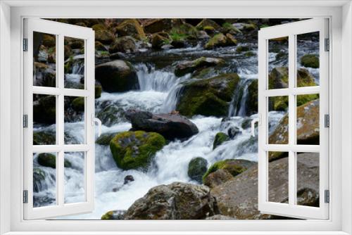 Fototapeta Naklejka Na Ścianę Okno 3D - 滝のある川の流れの初夏の風景