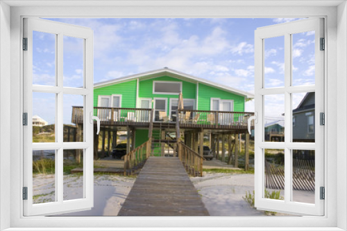 Fototapeta Naklejka Na Ścianę Okno 3D - Bright Green Beach House