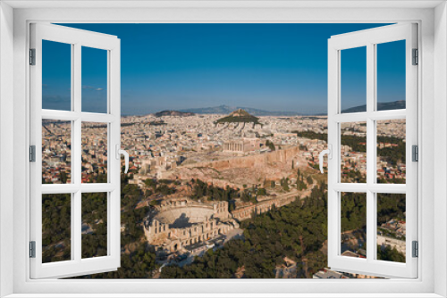 Aerial view of the Athens city and Acropolis