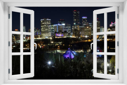 Fototapeta Naklejka Na Ścianę Okno 3D - The city of Edmonton downtown skyline at night