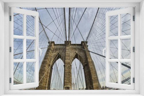 Fototapeta Naklejka Na Ścianę Okno 3D - Magnificient structure of Brooklyn Bridge - New York City