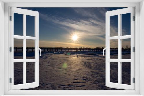 Fototapeta Naklejka Na Ścianę Okno 3D - Sunset Over Frozen Lake