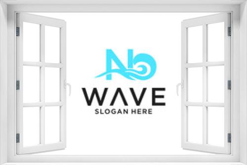 n wave logo design template