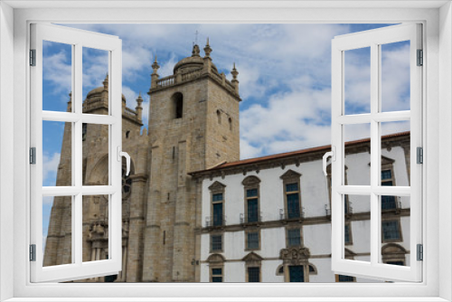 Fototapeta Naklejka Na Ścianę Okno 3D - Panoramic view of the Porto Cathedral (Se Porto) - Portugal