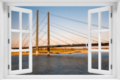 Fototapeta Naklejka Na Ścianę Okno 3D - Bridge and river with city landscape