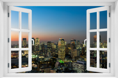 Fototapeta Naklejka Na Ścianę Okno 3D - Panoramic view of Tokyo cityscape at night.