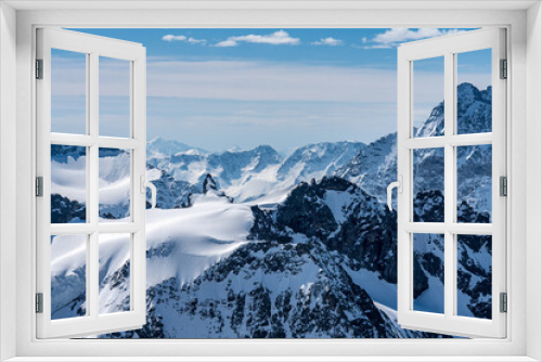 Fototapeta Naklejka Na Ścianę Okno 3D - Switzerland, Panoramic view on Snow Alps and Blue Sky around Titlis mountain