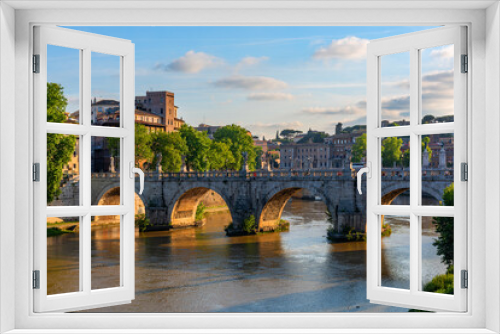 Fototapeta Naklejka Na Ścianę Okno 3D - Rome, Tiber River, Saint Angel's Bridge
