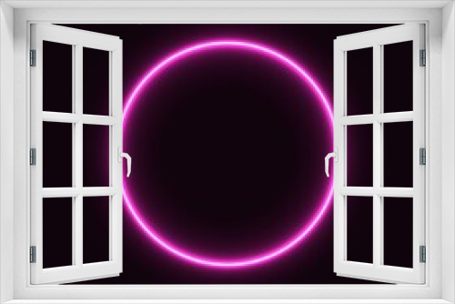 Fototapeta Naklejka Na Ścianę Okno 3D - pink neon circle. glowing circle on a black background. pink neon vector print.