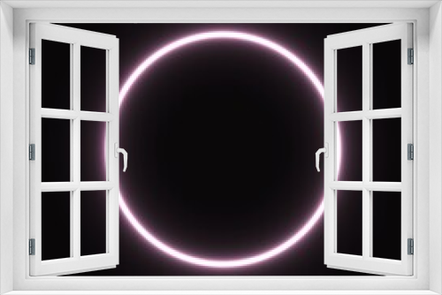 Fototapeta Naklejka Na Ścianę Okno 3D - pink neon circle. glowing circle on a black background. pink neon vector print.