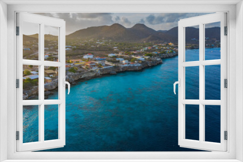 Fototapeta Naklejka Na Ścianę Okno 3D - Aerial view above scenery of Curacao, the Caribbean
