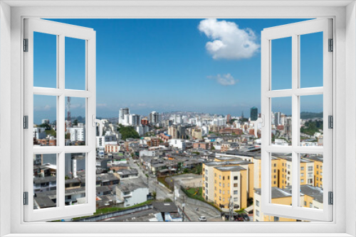 Fototapeta Naklejka Na Ścianę Okno 3D - Panoramic and urban landscape of the city of Manizales and blue sky. Manizales, Caldas, Colombia.