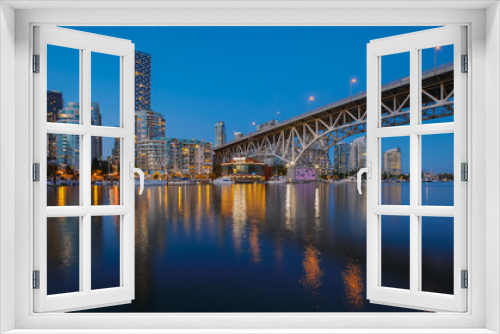Fototapeta Naklejka Na Ścianę Okno 3D - Granville Bridge. Granville Island Night Scene, Vancouver, British Columbia