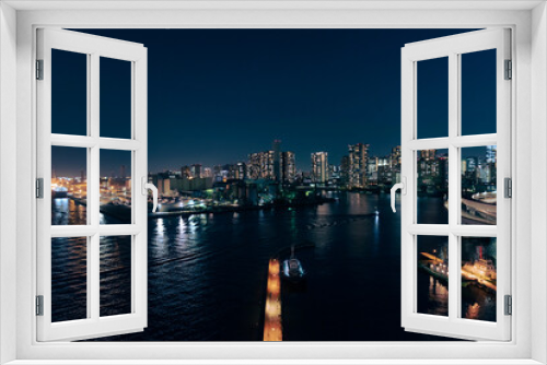Fototapeta Naklejka Na Ścianę Okno 3D - レインボーブリッジから臨む品川の夜景