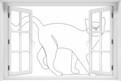 Fototapeta Naklejka Na Ścianę Okno 3D - cat drawing one continuous line vector, isolated