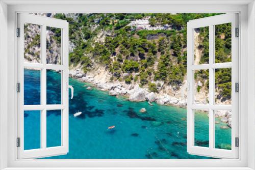 Fototapeta Naklejka Na Ścianę Okno 3D - Beautiful coastline in Marina Piccola, Capri. Aerial view from drone.