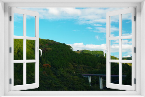 Fototapeta Naklejka Na Ścianę Okno 3D - 山と山を渡す橋