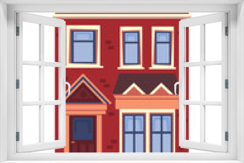 Fototapeta Naklejka Na Ścianę Okno 3D - Large tenement european brick red apartment house