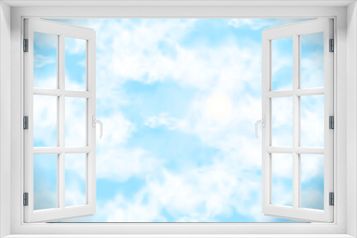 Fototapeta Naklejka Na Ścianę Okno 3D - Blue sky with realistic white clouds, summer background
