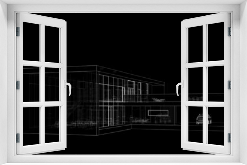 Fototapeta Naklejka Na Ścianę Okno 3D - modern house architectural drawing 3d illustration
