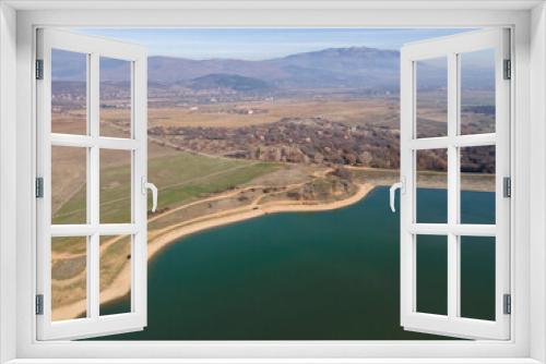 Fototapeta Naklejka Na Ścianę Okno 3D - Aerial view of Drenov Dol reservoir, Bulgaria