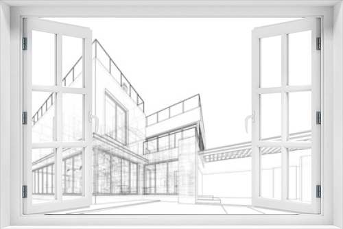 Fototapeta Naklejka Na Ścianę Okno 3D - house architectural drawing 3d illustration