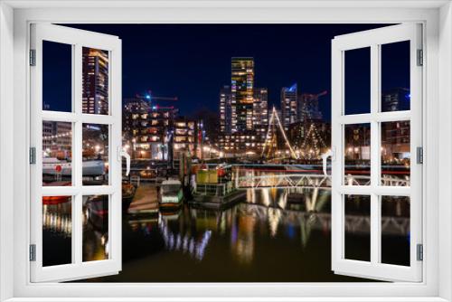 Fototapeta Naklejka Na Ścianę Okno 3D - Night photo of the Maritime District in Rotterdam, Netherlands