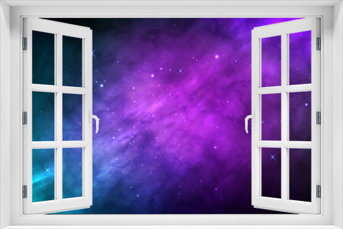Fototapeta Naklejka Na Ścianę Okno 3D - Space background with realistic starry galaxy. Beautiful color cosmos with nebula. Magic universe with milky way. Night cosmic texture with shining stars. Vector illustration
