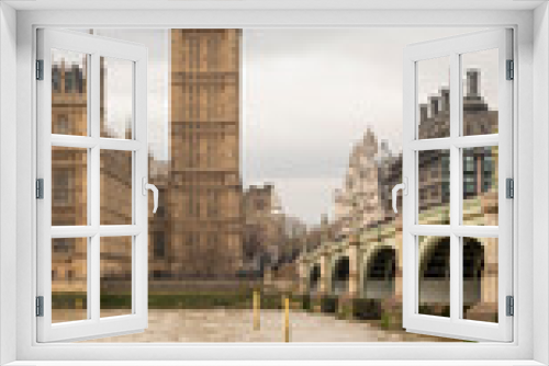 Fototapeta Naklejka Na Ścianę Okno 3D - Big Ben Clock Tower and Westminster bridge over the thames river in London, UK