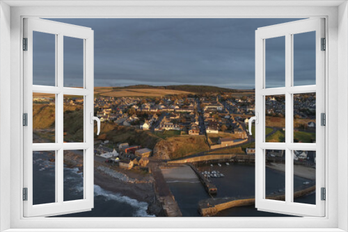 Fototapeta Naklejka Na Ścianę Okno 3D - Pennan, Scotland, UK, Town Beach Area Aerials
